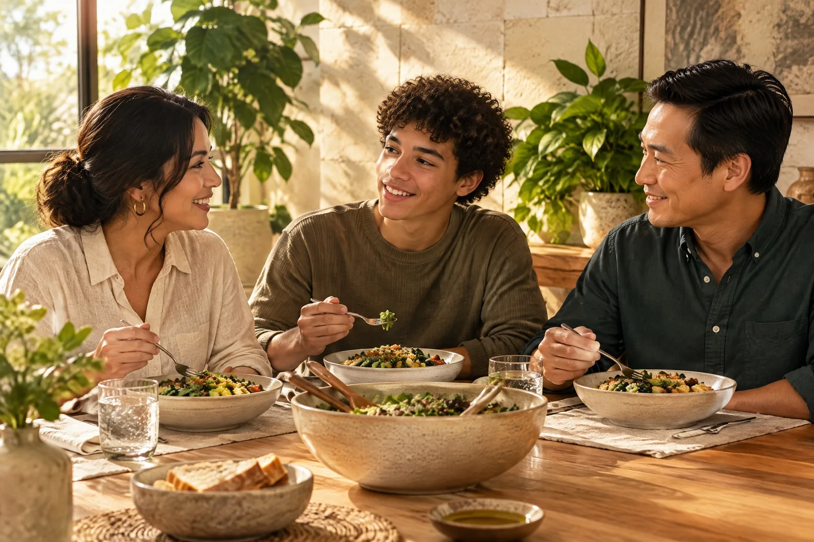 Illustrative Mission Complete editorial visual: Mission Complete Family Continuation Family Meal.