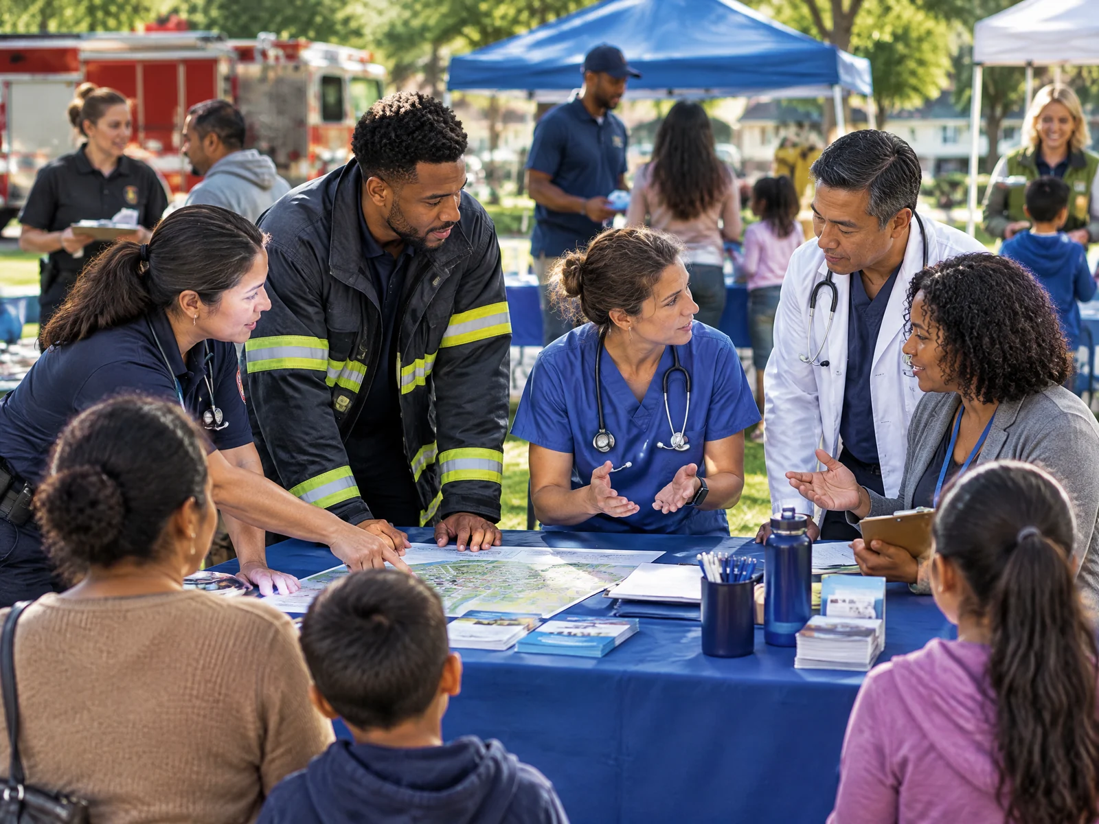Illustrative First Responders editorial scene: community 01 safety fair. 