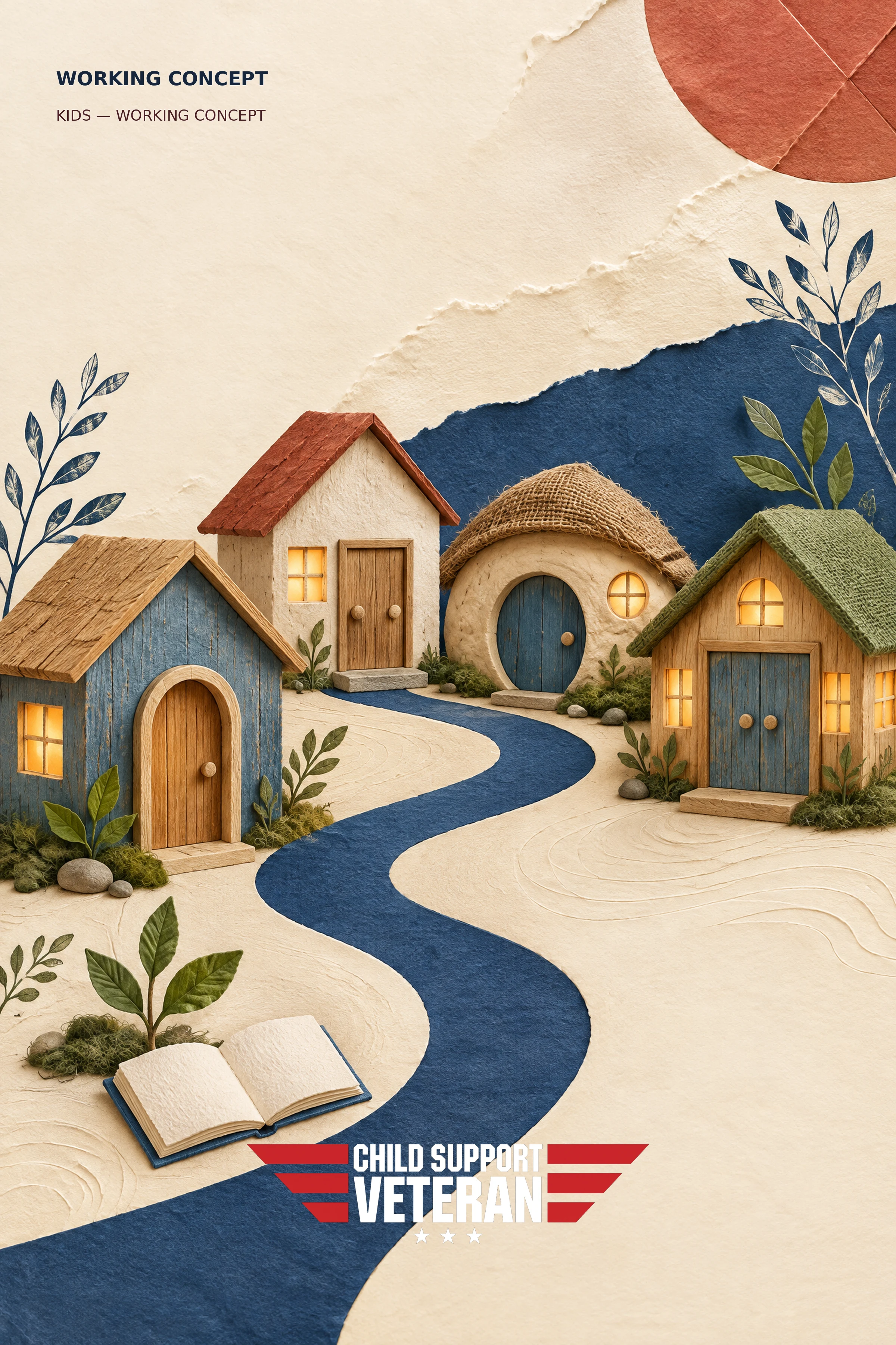 Illustrative working-concept cover for My Village Has Many Doors.